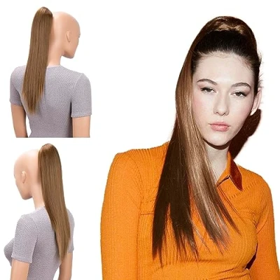 Abbildung von CAISHA 50cm Clip on Zopf Haarteil Pferdeschwanz Haarverlängerung Kunsthaar Glatt Braun H72