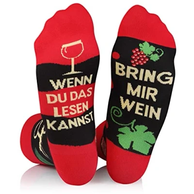Abbildung von TODO Lustige Socken Wein Damen und Herren, Coole mit Motiv Bunte, Mehrfarbige, Verrückte (39 42, Wein)