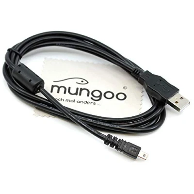 Abbildung von USB Datenkabel kompatibel mit Casio Exilim EX ZS15, ZS150, ZS20, ZS200, ZS5, ZS6 Digitalkamera 1,5m Daten Kabel OTB mungoo Displayputztuch