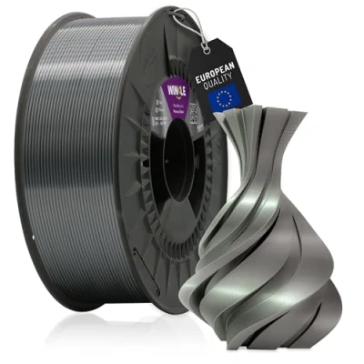 Abbildung von WINKLE PLA Silk Filament 1.75mm Quecksilber Silber, 1kg Spule, 3D Drucker Kompatibel mit FDM Druckern, Druckmaterialien, Maßgenauigkeit +/ 0.05mm, Leicht zu Bedrucken, Seiden