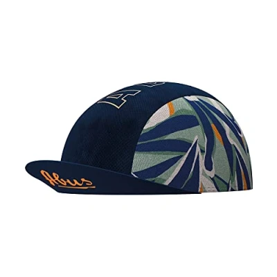 Abbildung von ABUS Race Cap stylische Cycling mit Sweatband Schutz vor Sonne, Insekten und Schweiß passt unter den Rennradhelm für Damen Herren Dunkelblau Muster, Größe S
