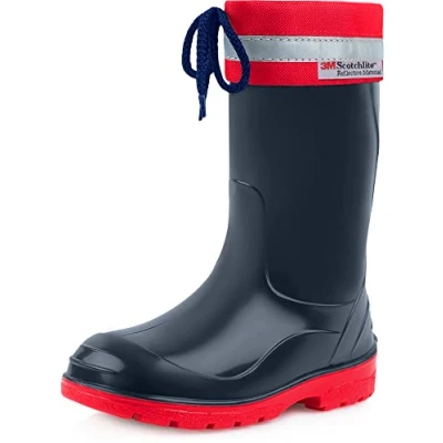Abbildung von Ladeheid Kinder Gummistiefel mit Stulpe Regenstiefel für Jungen und Mädchen LA 972 (Dunkelblau/Rot, 20 EU)