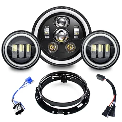 Abbildung von SKUNTUGUANG 7 Zoll Schwarz Harley Daymaker LED Scheinwerfer + 2x 4 1/2 &quot;Nebelscheinwerfer Passing Lampen für Davidson Road King Motorrad (1 satz)