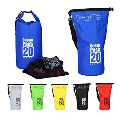 Abbildung von Relaxdays Ocean Pack, 20L, wasserdicht, Packsack, leichter Dry Bag, Trockentasche, Segeln, Ski, Snowboarden, blau