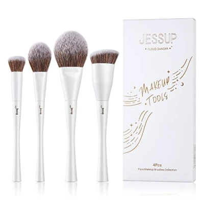 Abbildung von Jessup Pinselset Make Up Pinsel Set 4 teiliges Gesicht Makeup Kosmetikpinsel Schminkpinsel Gesichtspinsel Puderpinsel Foundation Perlweiß T344