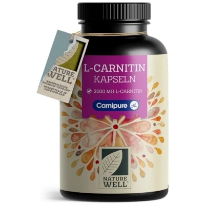 Abbildung von L Carnitin Kapseln 150x hochdosiert mit 2000 mg aus 100% Carnipure® reines in Premium Qualität ohne unerwünschte Zusätze laborgeprüft und vegan