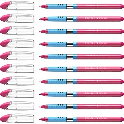 Abbildung von Schneider 151209 Slider Basic Kugelschreiber (Kappenmodell mit Soft Grip Zone und der Strichstärke XB=Extrabreit) 10er Packung, pink