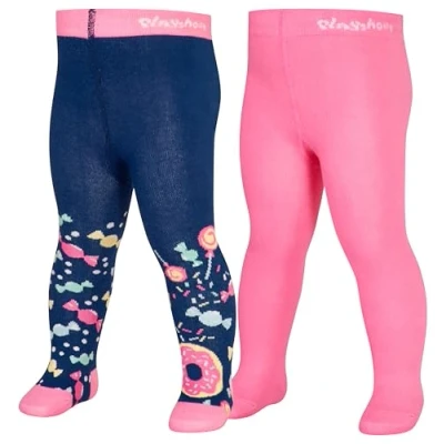 Abbildung von Playshoes Tights Candy 2 PACK Strumpfhose für Kinder, Größe: 122/128, Navy/lightpink