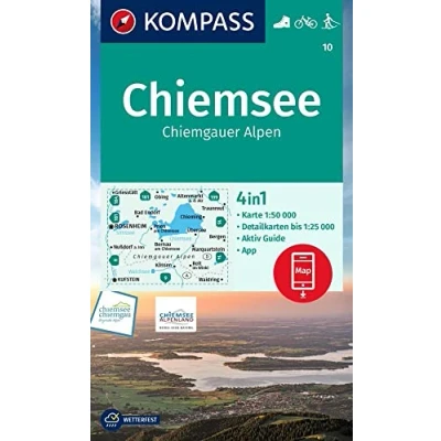 Abbildung von KOMPASS Wanderkarte 10 Chiemsee, Chiemgauer Alpen 1:50.000: 4in1 mit Aktiv Guide und Detailkarten inklusive Karte zur offline Verwendung ... in der App. Fahrradfahren