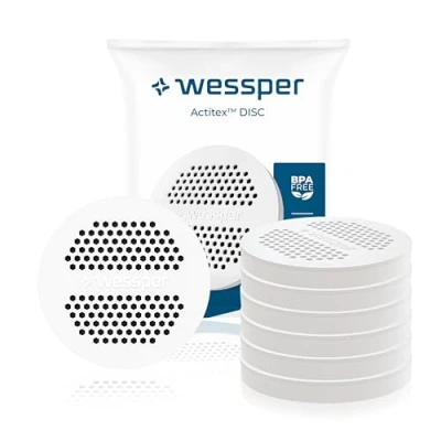 Abbildung von Wessper Disc filter für Trinkflasche und Kanne, Wasserflasche mit Aktivkohle, Ersatz Brita Microdisc Flaschen Karaffen, Reduzierung von Chlor Schwermetalle 6 Stück