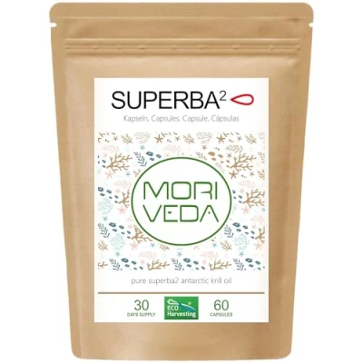 Abbildung von Superba Premium Krillöl Softgel Caps mit revolutionärem Omega 3 Öl verestertem Astaxanthin, Antioxidantien &amp; Vitaminen Herz Immunsystem Gedächtnis 60 Kapseln von MoriVeda