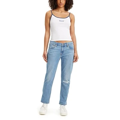 Abbildung von Levi&#039;s Damen Mid Rise Boyfriend Jeans, Light Indigo Worn, 24W / 30L
