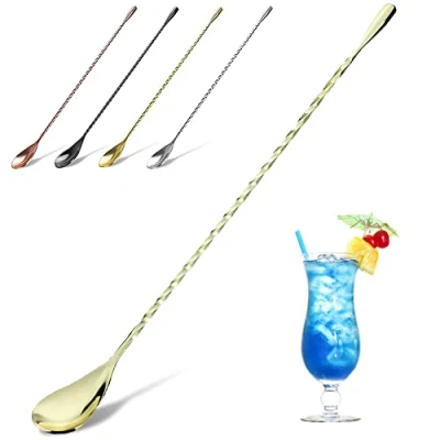 Abbildung von Cocktail Rührlöffel aus Edelstahl, Barlöffel, 30,1 cm langer Griff, Rührer für Barkeeper oder Zuhause
