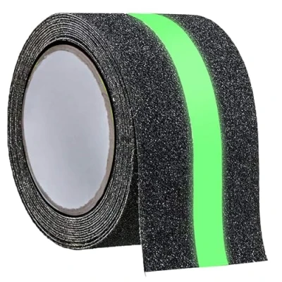 Abbildung von Gebildet 2 In 1 Anti Rutsch Leuchtband, Schwarz Klebeband, im dunklen leuchten Sicherheit Selbstklebendes upturned Tape für Treppen/Schritte (5cmx5m)