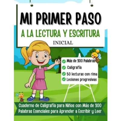 Abbildung von Mi Primer Paso a la Escritura y Lectura Inicial: Cuaderno de Caligrafía para niños con Más 300 Palabras Esenciales Aprender Escribir Leer ... (Libros didácticos en español)