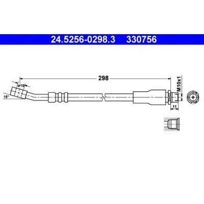 Abbildung von ATE 24.5256 0298.3 Bremsschläuche 298 M10x1 OPEL: Corsa C Hatchback, Combo Tour