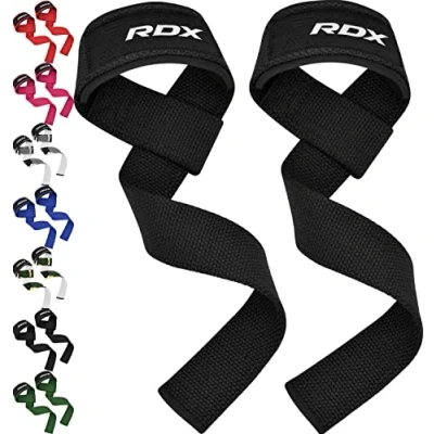 Abbildung von RDX Zughilfen Krafttraining Lifting Straps, 60CM Lang Profi Gym Bodybuilding Kreuzheben Gewichtheben Zubehör, 5MM Gepolstert Handgelenkschutz Griff, Fitness Powerlifting Deadlift Grip, Männer Frauen