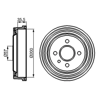 Abbildung von BOSCH 0 986 477 021 Bremstrommel 227,7 Hinterachse OPEL: Kadett E Saloon