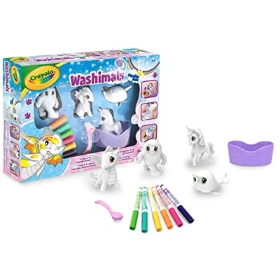 Abbildung von Crayola Washimals Peculiar Pets, Außergewöhnliche Spielfiguren Set zum Bemalen und Baden, Waschsaloon für Fabelwesen, Spielzeug Kinder, Kinderspielzeug Kinder ab 3 Jahren, 12 teiliges