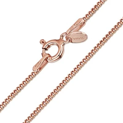Abbildung von Amberta 925 Sterlingsilber 14k Roségold Damen Halskette Panzerkette 1.3 mm Verschiedene Längen: 36 40 45 50 55 60 70 cm (45cm)