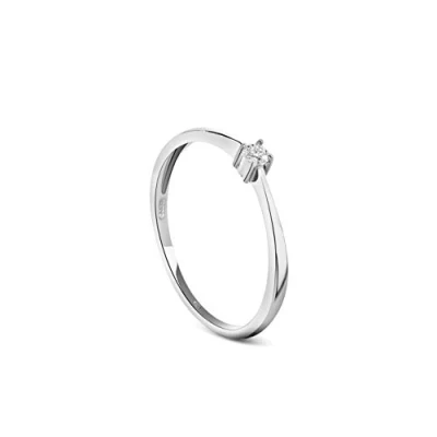 Abbildung von Miore Schmuck Damen 0.05 Ct Diamant Verlobungsring mit Solitär Brillant Ring aus Weißgold 9 Karat/ 375 Gold