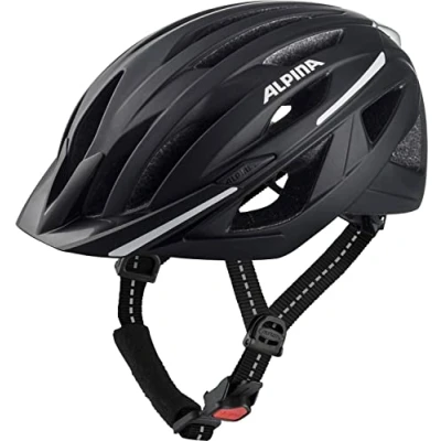 Abbildung von ALPINA HAGA Stoßabsorbierender, Sicherer &amp; Optimal Anpassbarer Urban Fahrradhelm Mit Integriertem LED Licht Für Erwachsene, Black matt, L (58 63 cm)