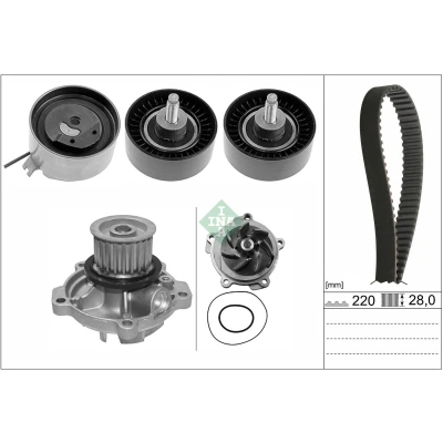 Abbildung von INA 530 0456 30 Wasserpumpe + Zahnriemensatz mit CHRYSLER: VOYAGER 4, JEEP: Cherokee III, DODGE: Nitro Off Road