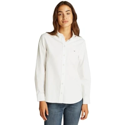 Abbildung von Tommy Jeans Damen Hemd Oxford Regular Fit, Weiß (Ecru), L