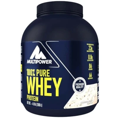 Abbildung von Multipower Whey Protein Shake Pulver 2 kg, mit Cookies &amp; Cream Geschmack und Vitamin B6, ideal zur Regeneration des Körpers nach dem Sport