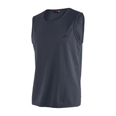 Abbildung von Maier Sports Peter, Ärmelloses Herren T Shirt, Outdoorshirt mit Rundhals für Wandern und Freizeit, dryprotec Technologie, Atmungsaktiv, NFC Chip einfaches Recycling, Dunkelblau, L