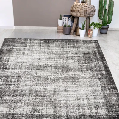 Abbildung von andiamo Webteppich moderner stilvoller Kurzflor Teppich robust und pflegeleicht aus 100% Polypropylen geeignet für Fußbodenheizung Saugroboter 160 x 230 cm Streifen Grau