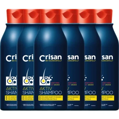 Abbildung von Crisan Aktiv Shampoo gegen Haarausfall Pflegeshampoo zur täglichen Anwendung für natürliche Haarfülle 6er Pack (6 x 250 ml)