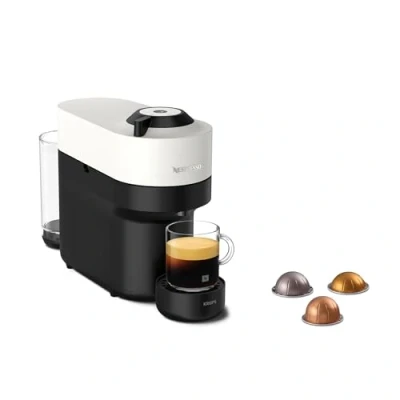 Abbildung von Nespresso Krups XN9201 Vertuo Pop Kaffeekapselmaschine Kapazität: 560 ml automatische Kapselerkennung One Touch System 4 Tassengrößen verkürzte Aufheizzeit nachhaltig Coconut White