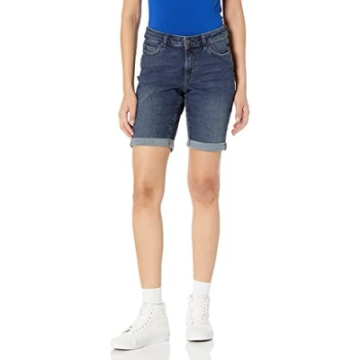 Abbildung von Amazon Essentials Damen Schmal geschnittene 23 cm Bermudashorts Aus Denim, Dunkles Jeansblau, 38