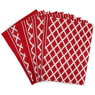 Abbildung von Penguin Home Premium Geschirrtuch für die Küche aus 100% Reiner Baumwolle, 10er Set Küchentücher, weiches und strapazierfähiges Küchentuch Set, maschinenwaschbar, 65 x 45 cm, Farbe Rot