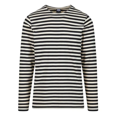Abbildung von Urban Classics Stripe LS Langarmshirt, Herren, Größe: Large, Whitesand black