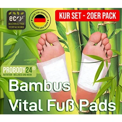 Abbildung von ProBody24® Bambus Vital Fußpflaster, 100% natürliche Inhaltsstoffe, Wellness Fußpads 20 Stück