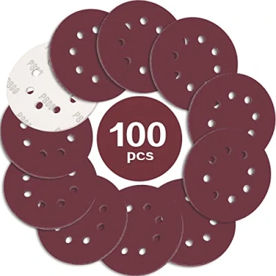 Abbildung von STEBRUAM 100 Stück Schleifpapier 125mm Klett 800 körnung,Profi 125 Schleifscheiben Rund 8 Loch für Exzenterschleifer