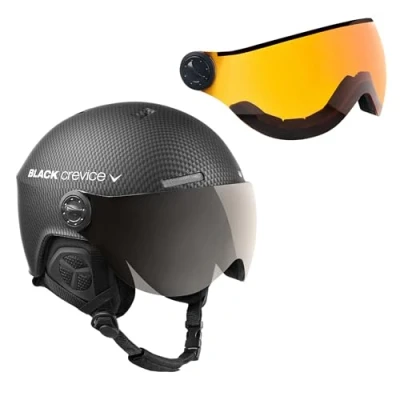 Abbildung von Black Crevice Skihelm Arlberg mit 2 Visier, schwarz carbon, S (51 53)