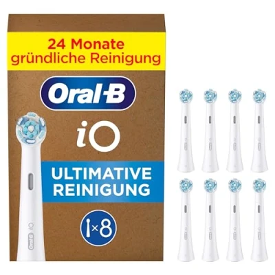Abbildung von Oral B iO ultimative Reinigung Aufsteckbürsten für elektrische Zahnbürste, 8 Stück, Zahnreinigung, original Zahnbürstenaufsatz Zahnbürsten, briefkastenfähige Verpackung, Weiß