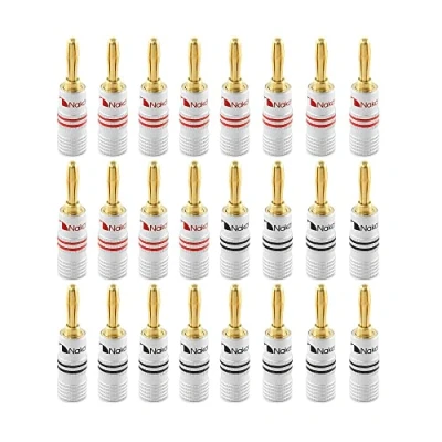 Abbildung von Nakamichi 24K vergoldeter Bananenstecker 12 AWG 18 Gauge Größe 4mm für Lautsprecher Verstärker Hi Fi AV Receiver Stereo Heimkino Audiokabel Stecker schraubbar 24 Stück (12 Paare)