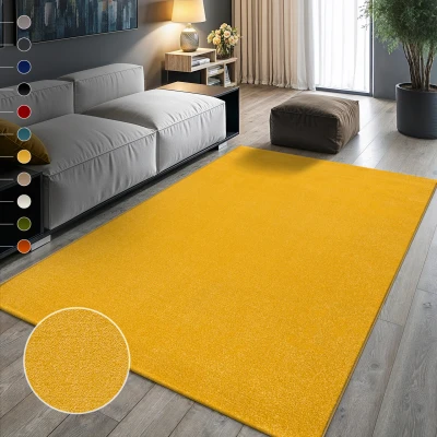 Abbildung von SANAT Kurzflor Teppich Wohnzimmer Uni Modern Teppiche fürs Schlafzimmer, Arbeitszimmer, Büro, Flur, Kinderzimmer und Küche Gelb, 60 x 110 cm