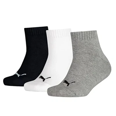 Abbildung von Puma Jungen Quarter 3p Sportsocken, Grau (Grey/White/Black 803), 27 30 EU