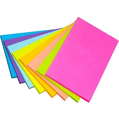 Abbildung von Haftnotizen, 400 Blatt, groß, quadratisch, selbstklebend, Farbe, Markierungsseiten, für Bücher, Studenten, Lesen, Büro (8 Farben, 100 x 150 mm)