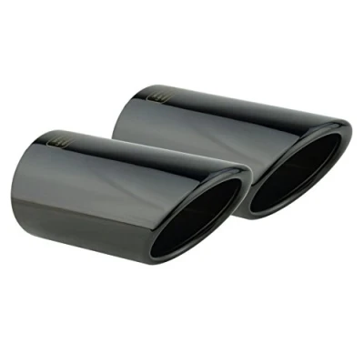 Abbildung von L&amp;P A295 2 Auspuffblenden Auspuffblende Schwarz Chrom Edelstahl poliert kompatibel mit A4 B8 A5 8T Q5 8R Plug&amp;Play Endrohrblenden Endrohrblende Auspuff Blende für 65mm Endrohre