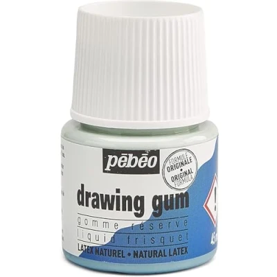 Abbildung von Pébéo Drawing Gum Gummi Flüssigkeit zum Malen Abziehbar für das Maskieren Tinte, Aquarellfarben, Gouache 45 ml Flakon, 033000, Blau