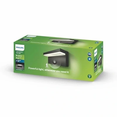 Abbildung von Philips Bustan LED Outdoor Wandleuchte (9 W), wetterfeste Außenleuchte mit Bewegungssensor und kaltweißer, dimmbarer Beleuchtung, anthrazit