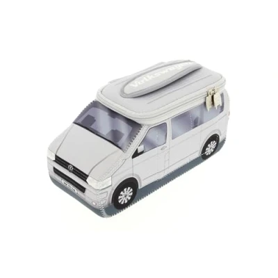 Abbildung von BRISA VW Collection Volkswagen Neopren Universal Schmink Kosmetik Kultur Reise Apotheke Tasche Beutel im T5 Bulli Bus Design (Silber/Groß)