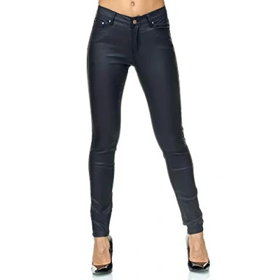 Abbildung von Elara Damen Hose Kunstleder Push Up Effekt Chunkyrayan E621 1 Navy 56 (8XL)