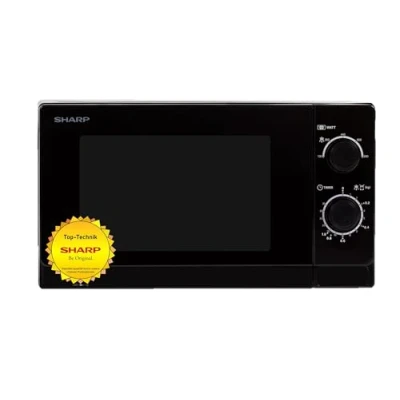 Abbildung von Sharp R200BKW Solo Mikrowelle / 20 L 800 W 5 Leistungsstufen Timer von 35 Minuten bis 00 Sekunden gewichtgesteuertes Auftauen Energiesparmodus Glasdrehteller (25,5 cm) schwarz